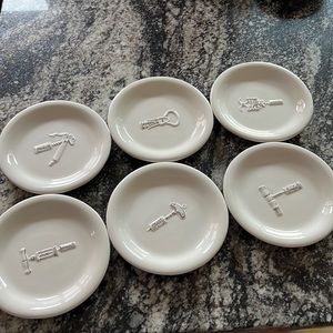 Williams Sonoma CORKSCREW cocktail plates, set of 6